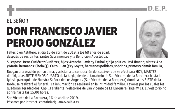 DON FRANCISCO JAVIER PEROJO GONZÁLEZ