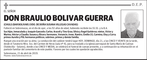 DON BRAULIO BOLIVAR GUERRA