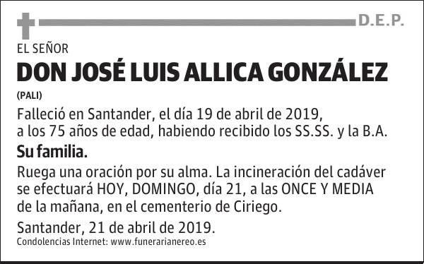 DON JOSÉ LUIS ALLICA GONZÁLEZ