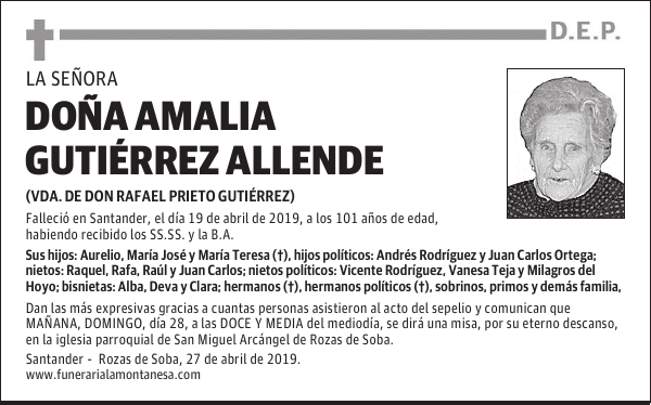 DOÑA AMALIA GUTIÉRREZ ALLENDE