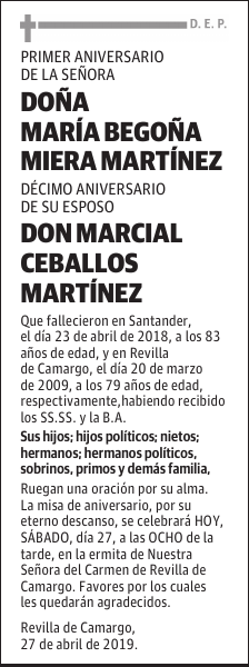 DOÑA MARÍA BEGOÑA MIERA MARTÍNEZ