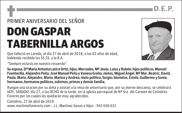 DON GASPAR TABERNILLA ARGOS
