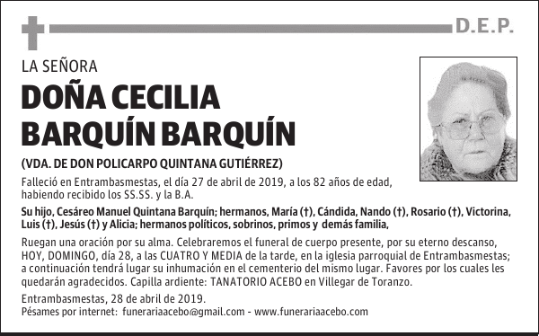 DOÑA CECILIA BARQUÍN BARQUÍN