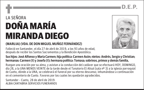 DOÑA MARÍA MIRANDA DIEGO