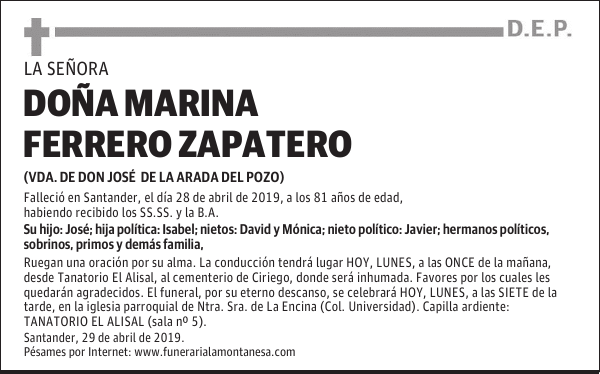 DOÑA MARINA FERRERO ZAPATERO