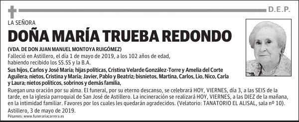 DOÑA MARÍA TRUEBA REDONDO