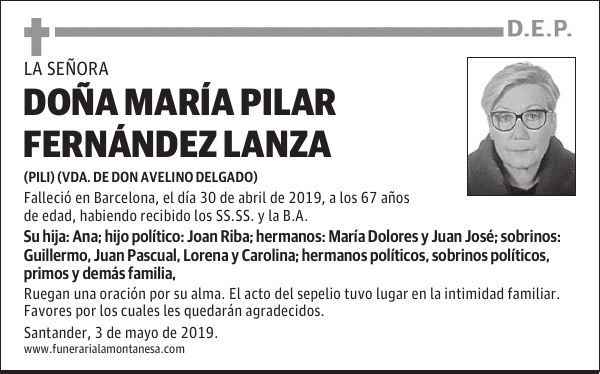 DOÑA MARÍA PILAR FERNÁNDEZ LANZA