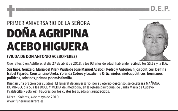 DOÑA AGRIPINA ACEBO HIGUERA