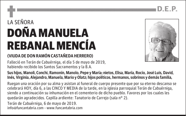 DOÑA MANUELA REBANAL MENCÍA
