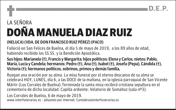 DOÑA MANUELA DIAZ RUIZ
