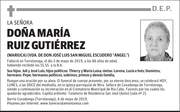DOÑA MARÍA RUIZ GUTIÉRREZ