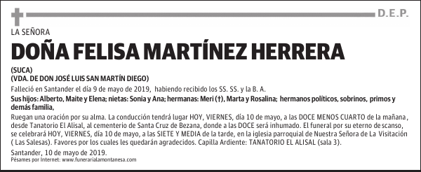 DOÑA FELISA MARTÍNEZ HERRERA