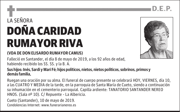 DOÑA CARIDAD RUMAYOR RIVA