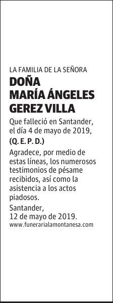 DOÑA MARÍA ÁNGELES GEREZ VILLA