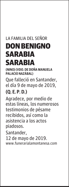 DON BENIGNO SARABIA SARABIA