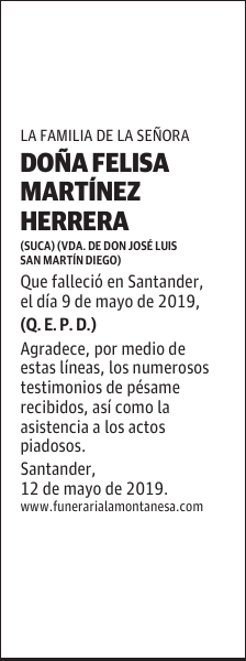 DOÑA FELISA MARTÍNEZ HERRERA
