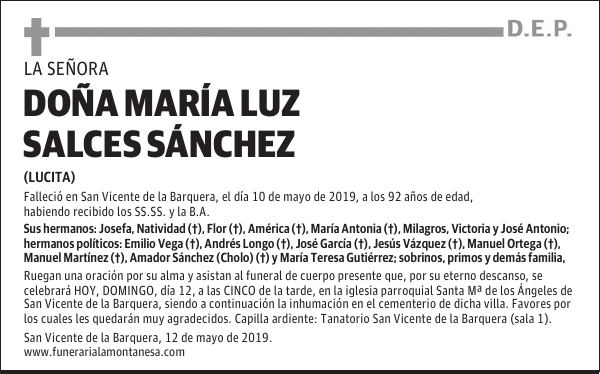 DOÑA MARÍA LUZ SALCES SÁNCHEZ