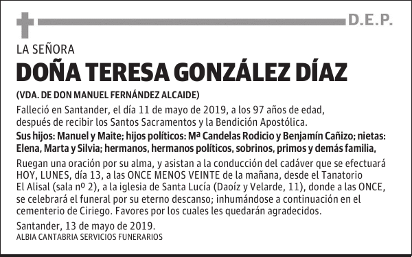 DOÑA TERESA GONZÁLEZ DÍAZ