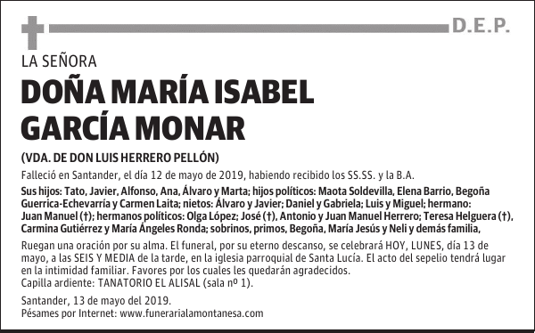 DOÑA MARÍA ISABEL GARCÍA MONAR