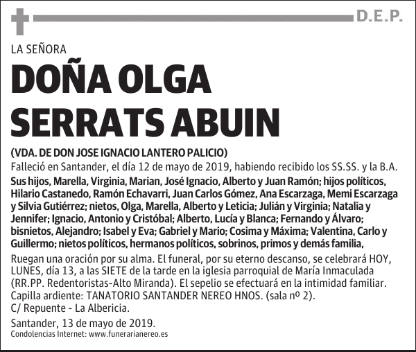 DOÑA OLGA SERRATS ABUIN