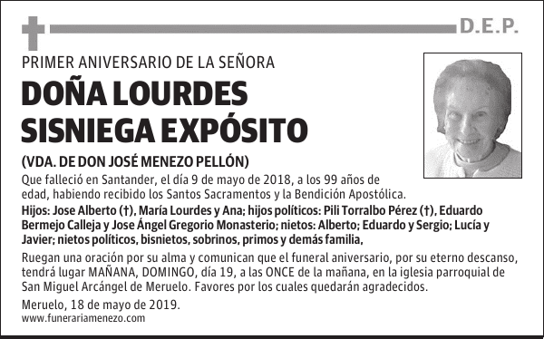 DOÑA LOURDES SISNIEGA EXPÓSITO