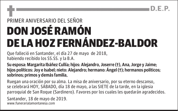 DON JOSÉ RAMÓN DE LA HOZ FERNÁNDEZ-BALDOR