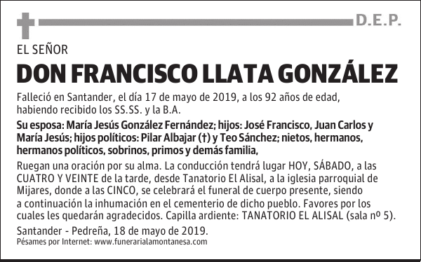 DON FRANCISCO LLATA GONZALEZ
