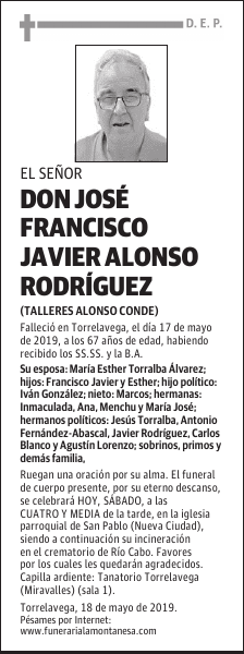 DON JOSÉ FRANCISCO JAVIER ALONSO RODRÍGUEZ