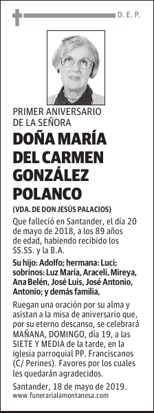 DOÑA MARÍA DEL CARMEN GONZÁLEZ POLANCO