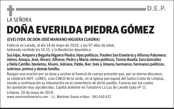 DOÑA EVERILDA PIEDRA GÓMEZ