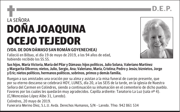 DOÑA JOAQUINA OCEJO TEJEDOR
