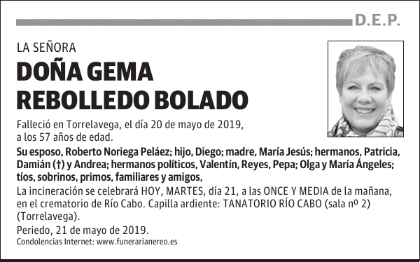 DOÑA GEMA REBOLLEDO BOLADO