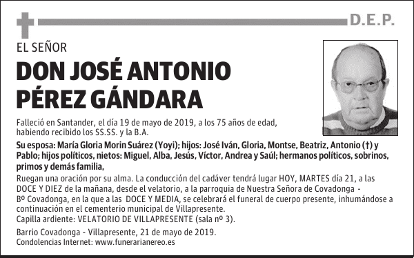 DON JOSÉ ANTONIO PÉREZ GÁNDARA