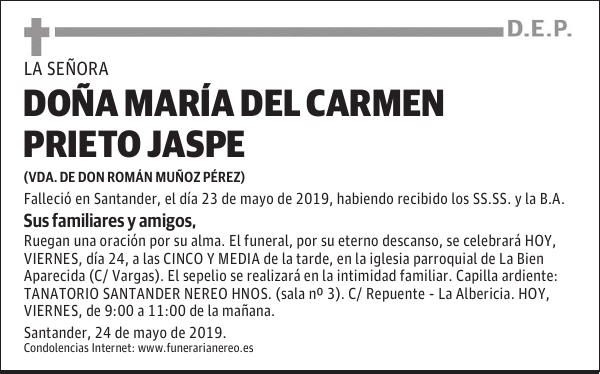 DOÑA MARÍA DEL CARMEN PRIETO JASPE