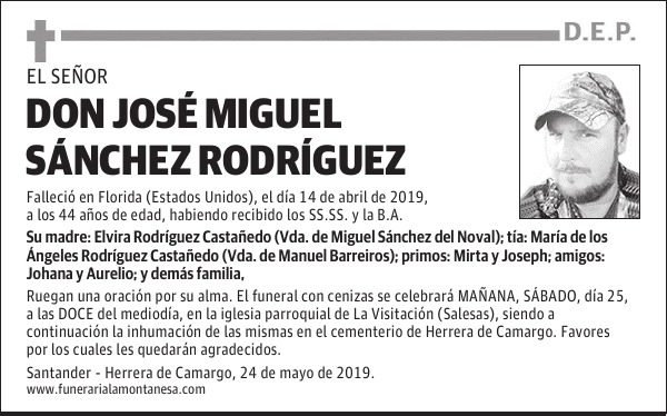 DON JOSÉ MIGUEL SÁNCHEZ RODRÍGUEZ