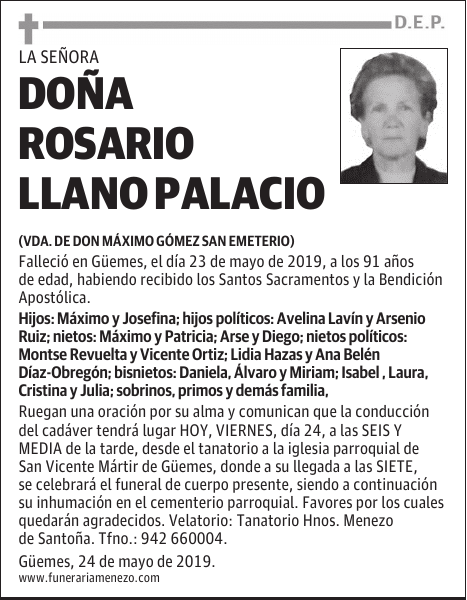 DOÑA ROSARIO LLANO PALACIO