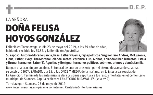 DOÑA FELISA HOYOS GONZÁLEZ
