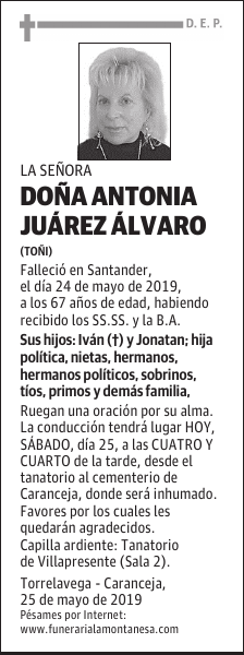 DOÑA ANTONIA JUÁREZ ÁLVARO