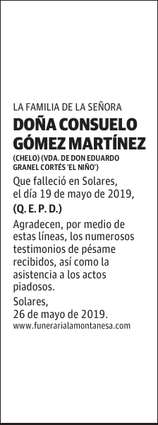 DOÑA CONSUELO GÓMEZ MARTÍNEZ