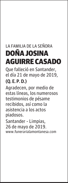 DOÑA JOSINA AGUIRRE CASADO