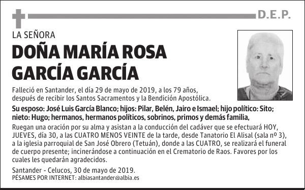 DOÑA MARÍA ROSA GARCÍA GARCÍA