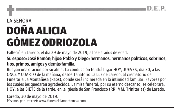 DOÑA ALICIA GÓMEZ ODRIOZOLA