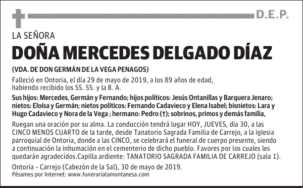 DOÑA MERCEDES DELGADO DÍAZ