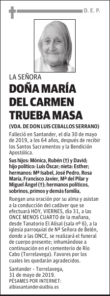 DOÑA MARÍA DEL CARMEN TRUEBA MASA