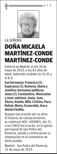 DOÑA MICAELA MARTÍNEZ-CONDE MARTÍNEZ-CONDE