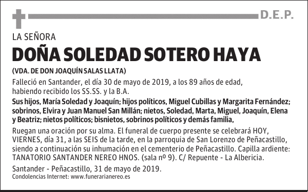 DOÑA SOLEDAD SOTERO HAYA