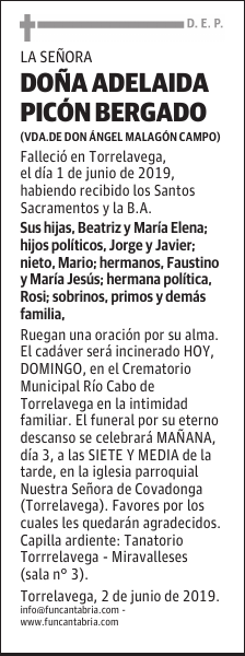 DOÑA ADELAIDA PICÓN BERGADO