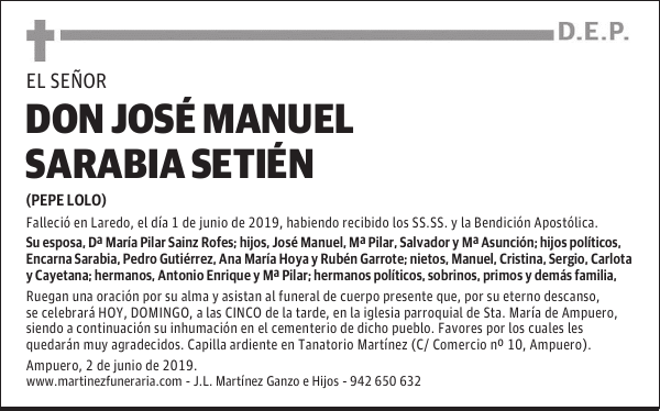 DON JOSÉ MANUEL SARABIA SETIÉN