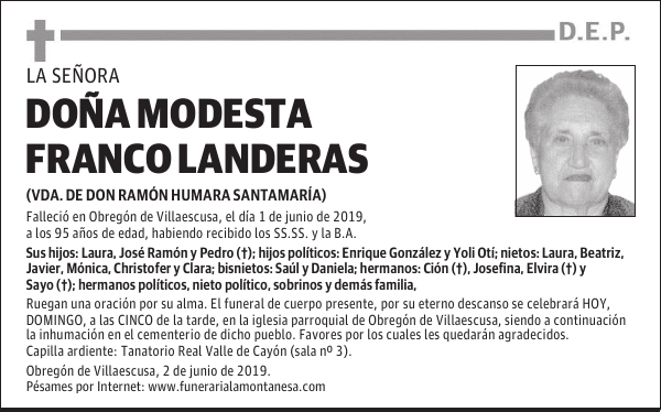 DOÑA MODESTA FRANCO LANDERAS