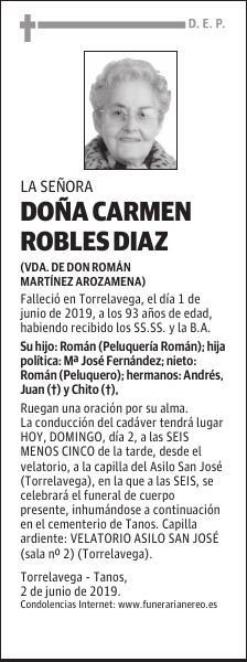 DOÑA CARMEN ROBLES DIAZ
